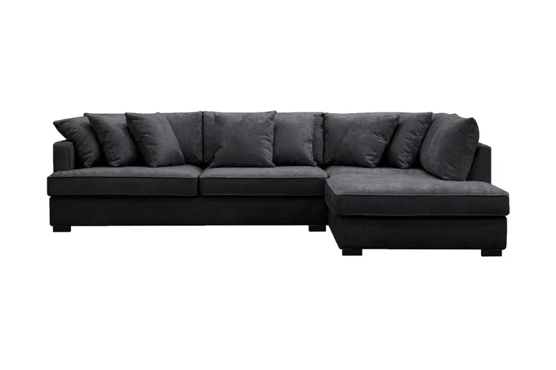Rossita 4-sits Högervänd L-formad Djup Schäslongsoffa i Chenille - Svart - Möbler - Vardagsrum - Soffor - Divansoffa & schäslong