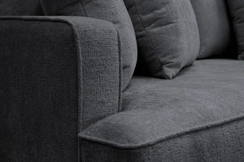 Rossita 4-sits Högervänd L-formad Djup Schäslongsoffa i Chenille - Svart - Möbler - Vardagsrum - Soffor - Divansoffa & schäslong