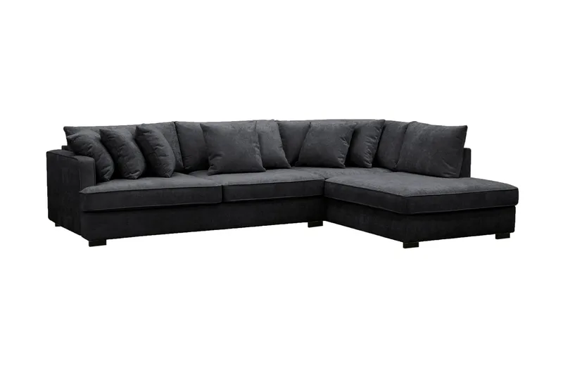 Rossita 4-sits Högervänd L-formad Djup Schäslongsoffa i Chenille - Svart - Möbler - Vardagsrum - Soffor - Divansoffa & schäslong