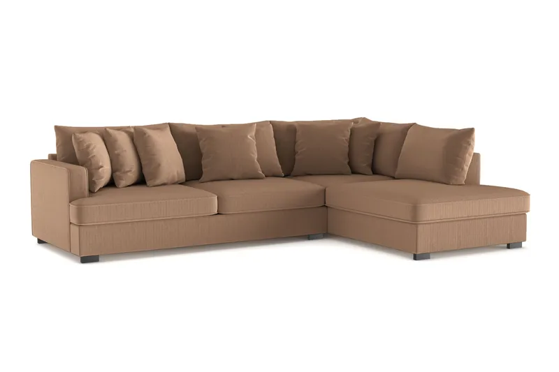 Rossita 4-sits Högervänd L-formad Djup Schäslongsoffa i Manchester - Brun - Möbler - Vardagsrum - Soffor - Divansoffa & schäslong