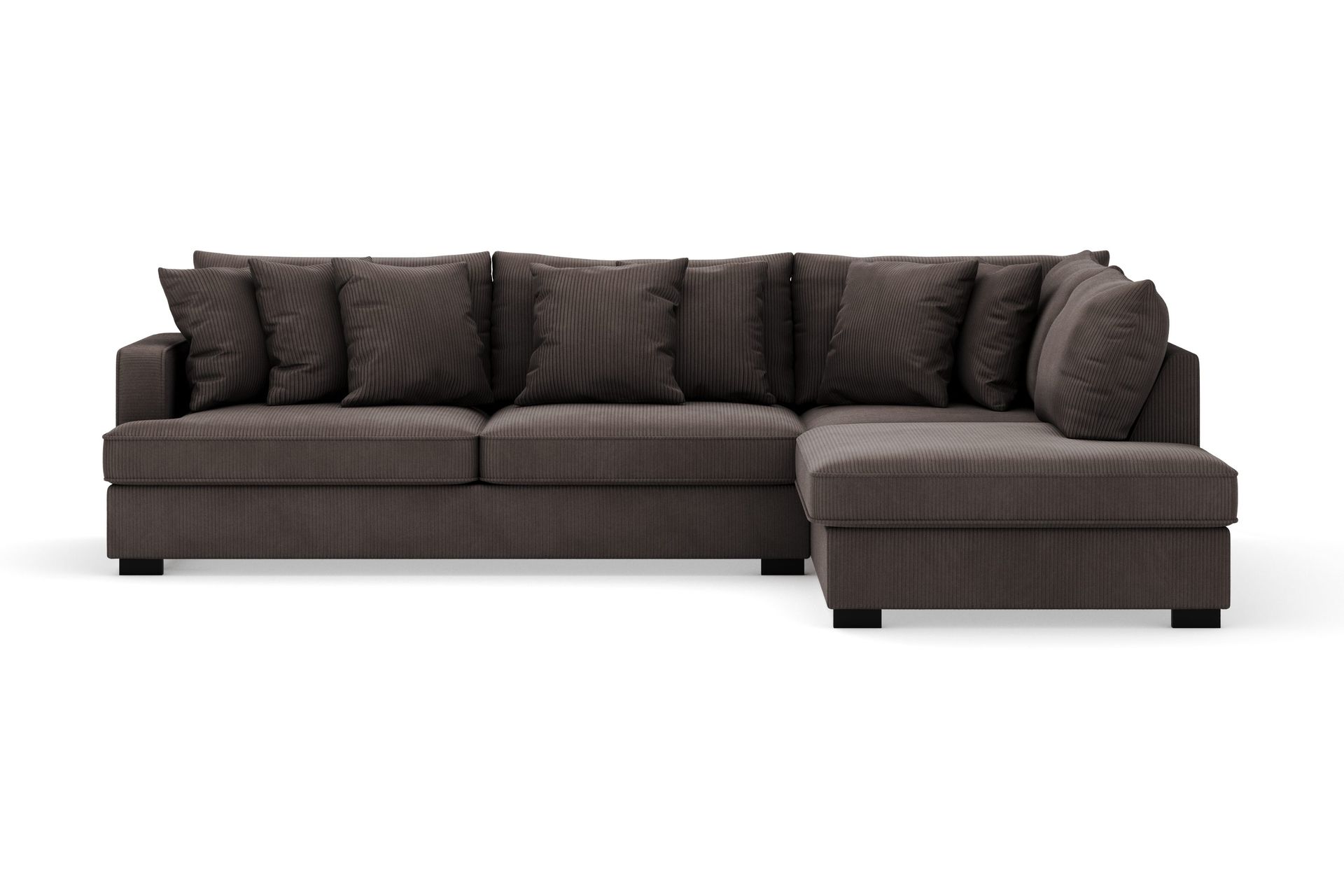 rossita 4-sits högervänd l-formad djup schäslongsoffa i manchester - mörkgrå