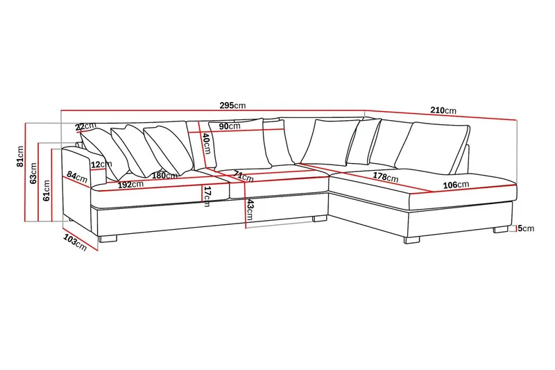 Rossita 4-sits Högervänd L-formad Djup Schäslongsoffa i Manchester - Mörkgrå - Möbler - Vardagsrum - Soffor - Divansoffa & schäslong