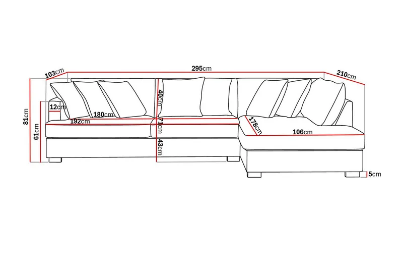 Rossita 4-sits Högervänd L-formad Djup Schäslongsoffa i Sammet - Beige - Möbler - Vardagsrum - Soffor - Divansoffa & schäslong