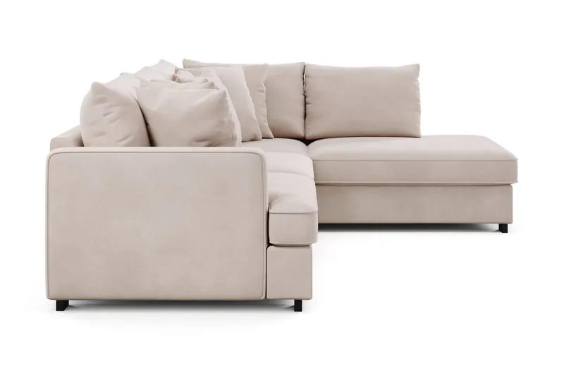 Rossita 4-sits Högervänd L-formad Djup Schäslongsoffa i Sammet - Beige - Möbler - Vardagsrum - Soffor - Sammetssoffor