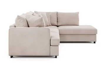 Rossita 4-sits Högervänd L-formad Djup Schäslongsoffa i Sammet - Beige - Möbler - Vardagsrum - Soffor - Divansoffa & schäslong