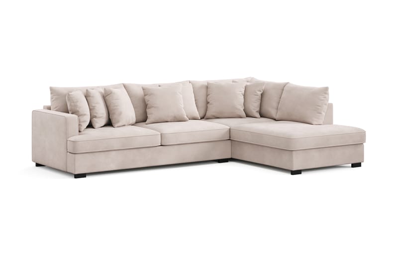 Rossita 4-sits Högervänd L-formad Djup Schäslongsoffa i Sammet - Beige - Möbler - Vardagsrum - Soffor - Sammetssoffor