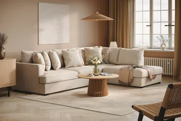 Rossita 4-sits Högervänd L-formad Djup Schäslongsoffa i Tyg - Beige - Möbler - Vardagsrum - Soffor - Divansoffa & schäslong