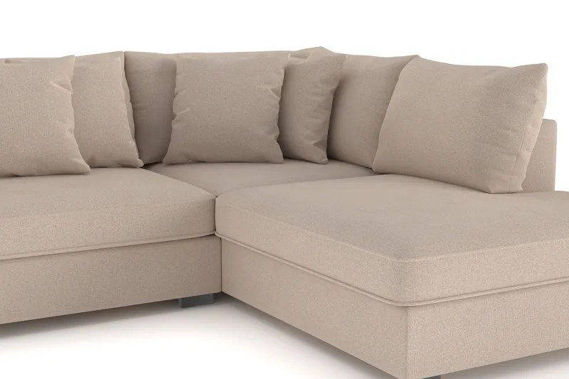 Rossita 4-sits Högervänd L-formad Djup Schäslongsoffa i Tyg - Beige - Möbler - Vardagsrum - Soffor - Divansoffa & schäslong