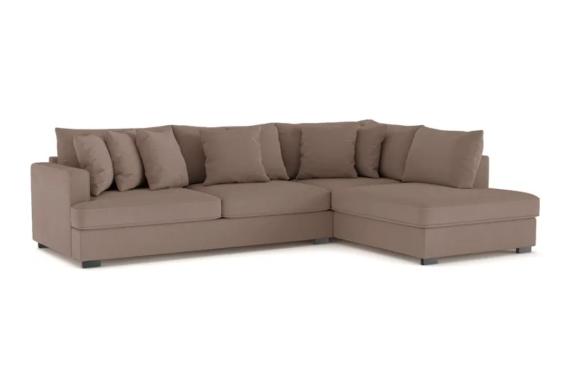 Rossita 4-sits Högervänd L-formad Djup Schäslongsoffa i Tyg - Brun - Möbler - Vardagsrum - Soffor - Divansoffa & schäslong