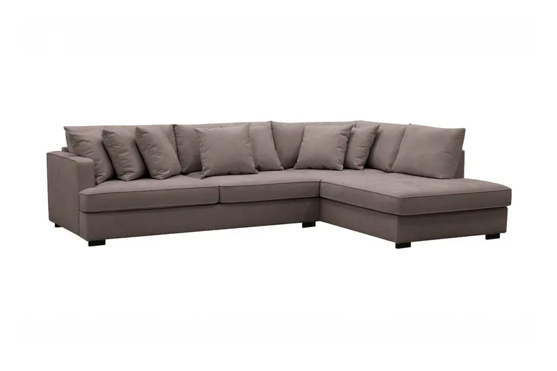 Rossita 4-sits Högervänd L-formad Djup Schäslongsoffa i Tyg - Brun - Möbler - Vardagsrum - Soffor - Divansoffa & schäslong