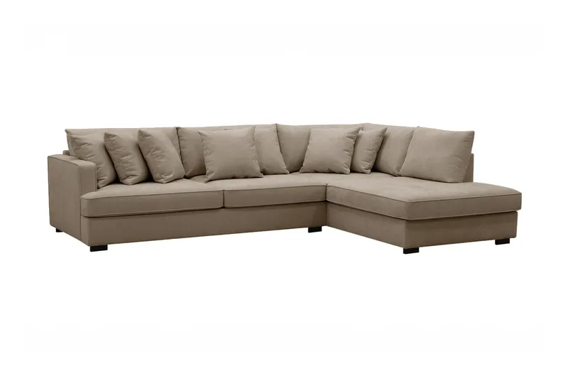 Rossita 4-sits Högervänd L-formad Djup Schäslongsoffa i Tyg - Brun - Möbler - Vardagsrum - Soffor - Divansoffa & schäslong