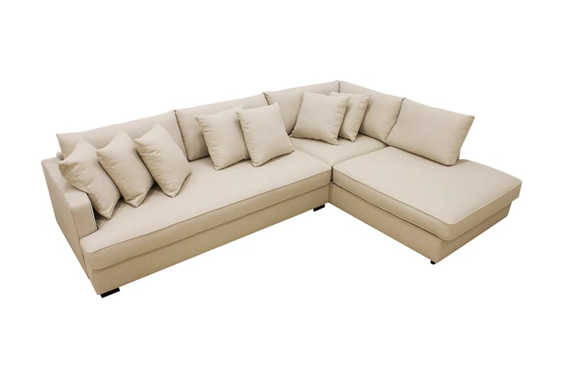 Rossita 4-sits Högervänd L-formad Djup Schäslongsoffa med Hel dyna i Bouclé - Beige - Möbler - Vardagsrum - Soffor - Divansoffa & schäslong