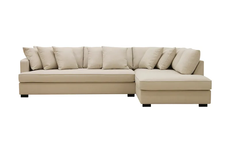 Rossita 4-sits Högervänd L-formad Djup Schäslongsoffa med Hel dyna i Bouclé, Beige