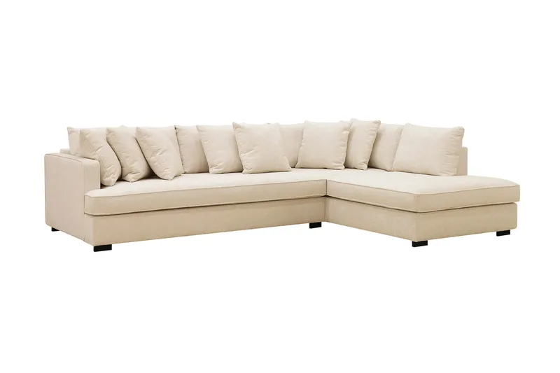 Rossita 4-sits Högervänd L-formad Djup Schäslongsoffa med Hel dyna i Chenille - Beige - Möbler - Vardagsrum - Soffor - Divansoffa & schäslong