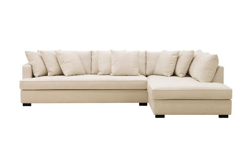 Rossita 4-sits Högervänd L-formad Djup Schäslongsoffa med Hel dyna i Chenille - Beige - Möbler - Vardagsrum - Soffor - Divansoffa & schäslong