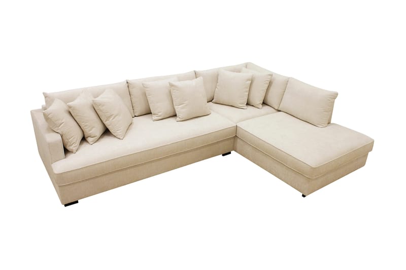 Rossita 4-sits Högervänd L-formad Djup Schäslongsoffa med Hel dyna i Chenille - Beige - Möbler - Vardagsrum - Soffor - Divansoffa & schäslong