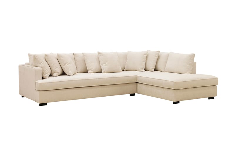Rossita 4-sits Högervänd L-formad Djup Schäslongsoffa med Hel dyna i Chenille - Beige - Möbler - Vardagsrum - Soffor - Divansoffa & schäslong