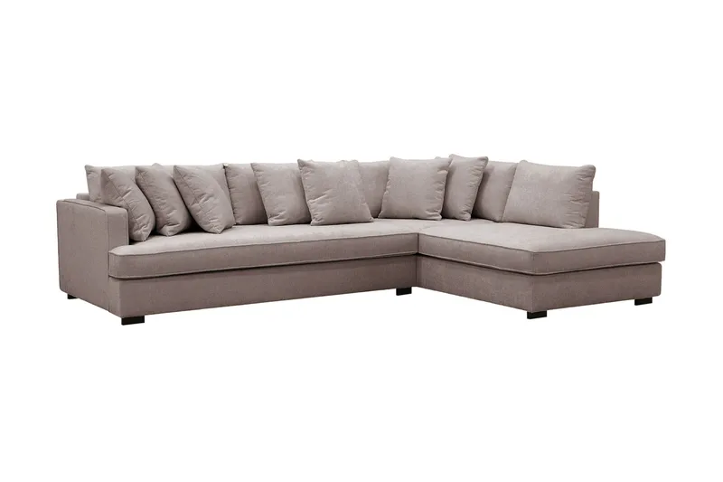 Rossita 4-sits Högervänd L-formad Djup Schäslongsoffa med Hel dyna i Chenille - Grå / Brun - Möbler - Vardagsrum - Soffor - Divansoffa & schäslong