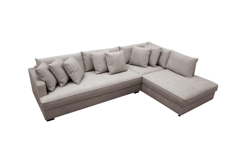 Rossita 4-sits Högervänd L-formad Djup Schäslongsoffa med Hel dyna i Chenille - Grå / Brun - Möbler - Vardagsrum - Soffor - Divansoffa & schäslong