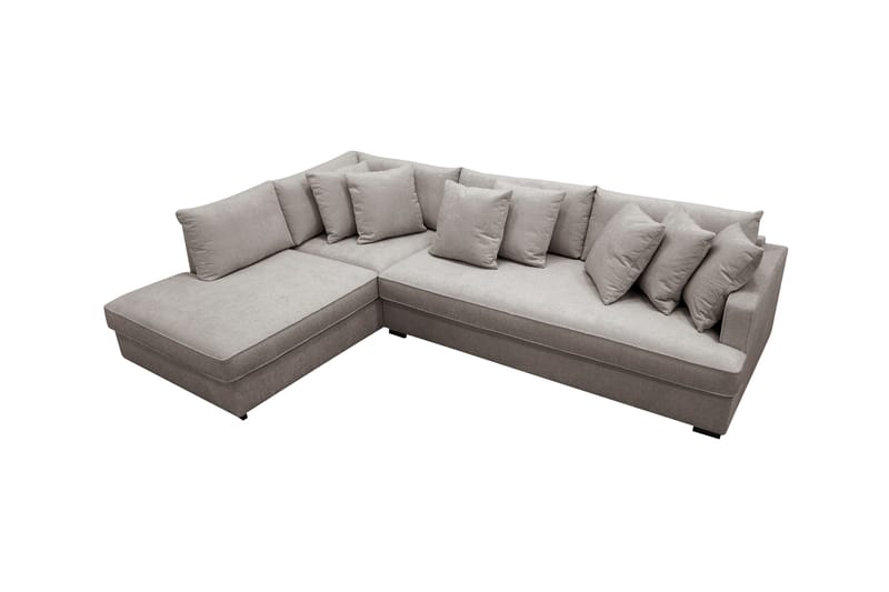 Rossita 4-sits Högervänd L-formad Djup Schäslongsoffa med Hel dyna i Chenille - Grå / Brun - Möbler - Vardagsrum - Soffor - Divansoffa & schäslong