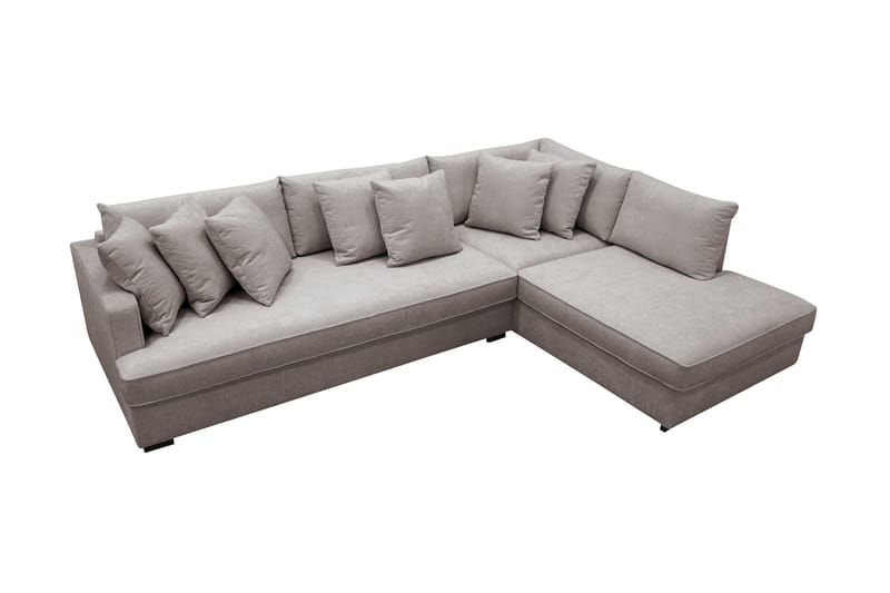 Rossita 4-sits Högervänd L-formad Djup Schäslongsoffa med Hel dyna i Chenille - Grå / Brun - Möbler - Vardagsrum - Soffor - Divansoffa & schäslong