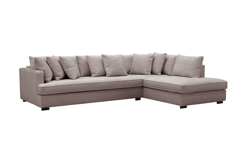 Rossita 4-sits Högervänd L-formad Djup Schäslongsoffa med Hel dyna i Chenille - Grå / Brun - Möbler - Vardagsrum - Soffor - Divansoffa & schäslong