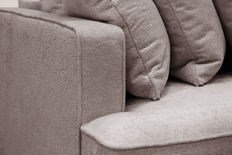 Rossita 4-sits Högervänd L-formad Djup Schäslongsoffa med Hel dyna i Chenille - Grå / Brun - Möbler - Vardagsrum - Soffor - Divansoffa & schäslong