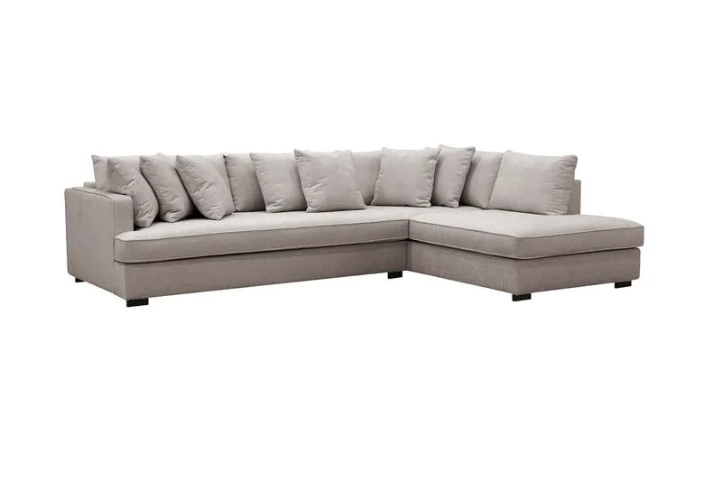 Rossita 4-sits Högervänd L-formad Djup Schäslongsoffa med Hel dyna i Chenille - Grå / Brun - Möbler - Vardagsrum - Soffor - Divansoffa & schäslong