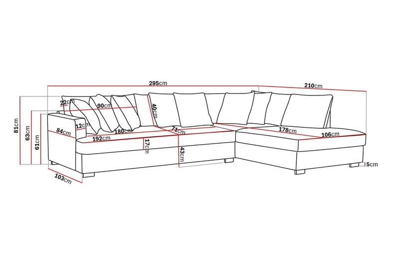 Rossita 4-sits Högervänd L-formad Djup Schäslongsoffa med Hel dyna i Chenille - Grå - Möbler - Vardagsrum - Soffor - Divansoffa & schäslong