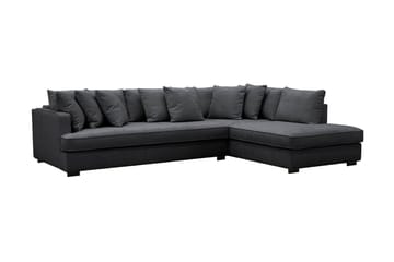 Rossita 4-sits Högervänd L-formad Djup Schäslongsoffa med Hel dyna i Chenille - Svart - Möbler - Vardagsrum - Soffor - Divansoffa & schäslong