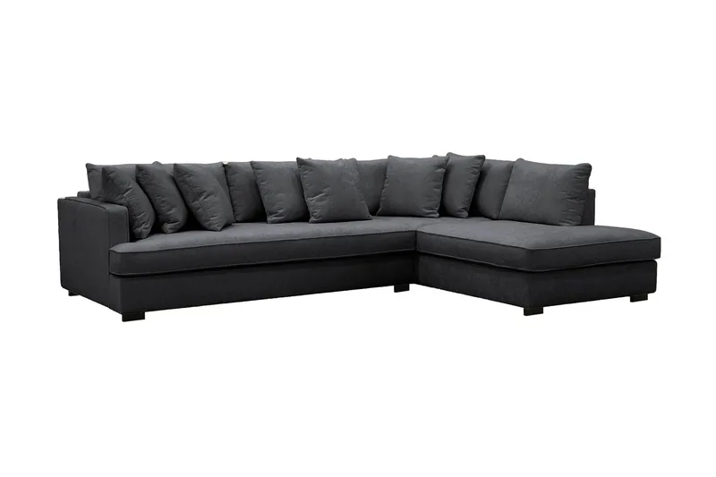 Rossita 4-sits Högervänd L-formad Djup Schäslongsoffa med Hel dyna i Chenille - Svart - Möbler - Vardagsrum - Soffor - Divansoffa & schäslong