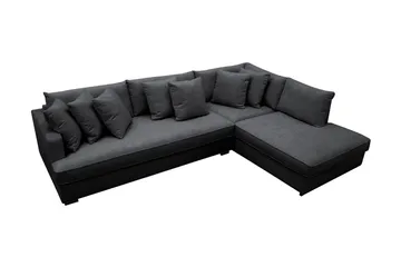 Rossita 4-sits Högervänd L-formad Djup Schäslongsoffa med Hel dyna i Chenille - Svart - Möbler - Vardagsrum - Soffor - Divansoffa & schäslong