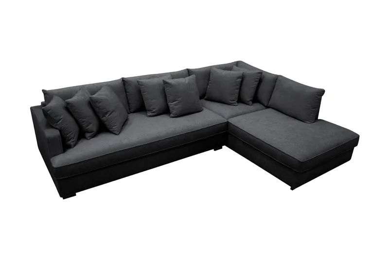 Rossita 4-sits Högervänd L-formad Djup Schäslongsoffa med Hel dyna i Chenille - Svart - Möbler - Vardagsrum - Soffor - Divansoffa & schäslong