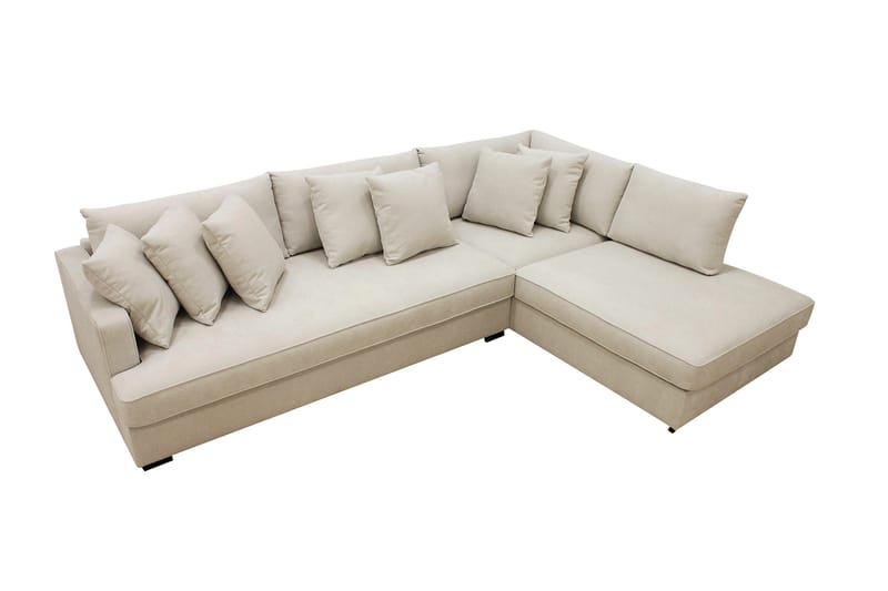 Rossita 4-sits Högervänd L-formad Djup Schäslongsoffa med Hel dyna i Tyg - Beige - Möbler - Vardagsrum - Soffor - Divansoffa & schäslong