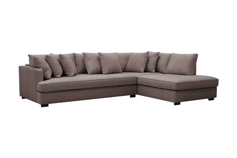 Rossita 4-sits Högervänd L-formad Djup Schäslongsoffa med Hel dyna i Tyg - Brun - Möbler - Vardagsrum - Soffor - Divansoffa & schäslong