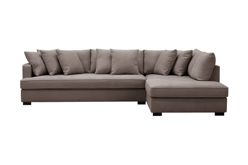 Rossita 4-sits Högervänd L-formad Djup Schäslongsoffa med Hel dyna i Tyg - Brun - Möbler - Vardagsrum - Soffor - Divansoffa & schäslong