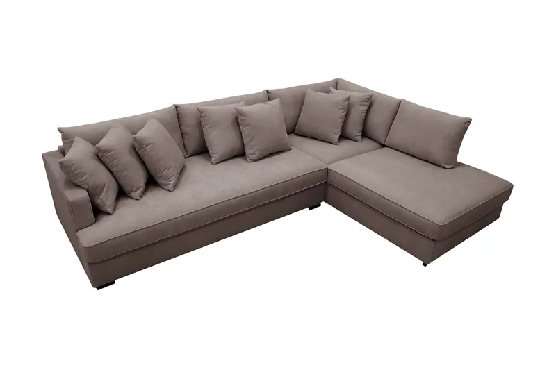 Rossita 4-sits Högervänd L-formad Djup Schäslongsoffa med Hel dyna i Tyg - Brun - Möbler - Vardagsrum - Soffor - Divansoffa & schäslong