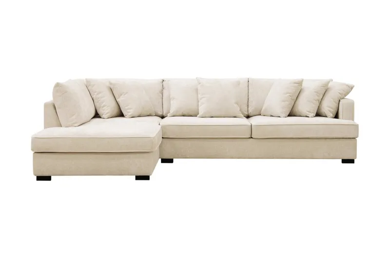 Rossita 4-sits Vänstervänd L-formad Djup Schäslongsoffa i Chenille, Beige
