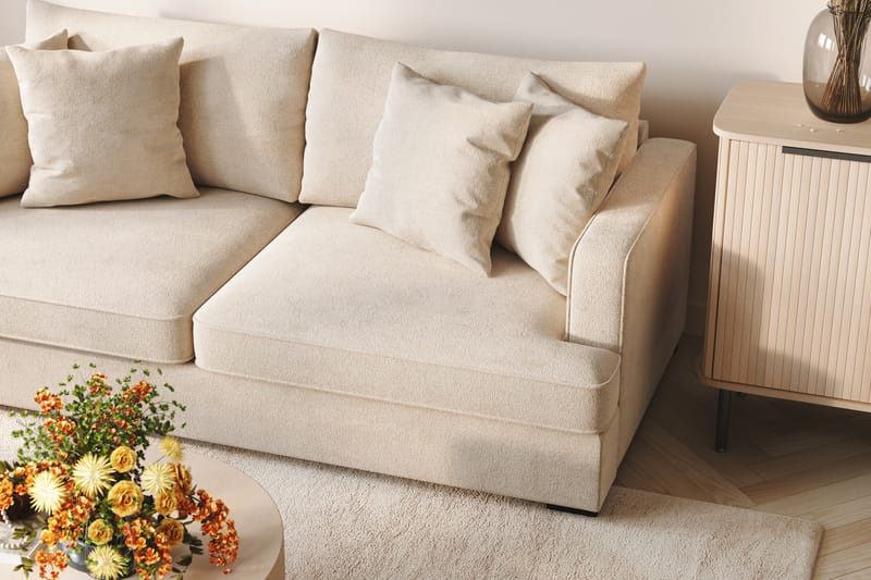 Rossita 4-sits Vänstervänd L-formad Djup Schäslongsoffa i Chenille - Beige - Möbler - Vardagsrum - Soffor - Divansoffa & schäslong