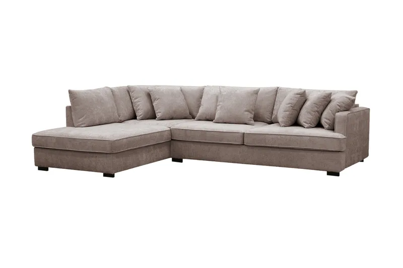 Rossita 4-sits Vänstervänd L-formad Djup Schäslongsoffa i Chenille - Grå / Brun - Möbler - Vardagsrum - Soffor - Divansoffa & schäslong