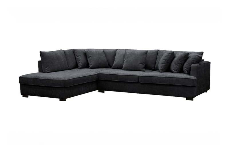 Rossita 4-sits Vänstervänd L-formad Djup Schäslongsoffa i Chenille - Svart - Möbler - Vardagsrum - Soffor - Divansoffa & schäslong