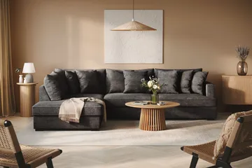 Rossita 4-sits Vänstervänd L-formad Djup Schäslongsoffa i Chenille - Svart - Möbler - Vardagsrum - Soffor - Divansoffa & schäslong