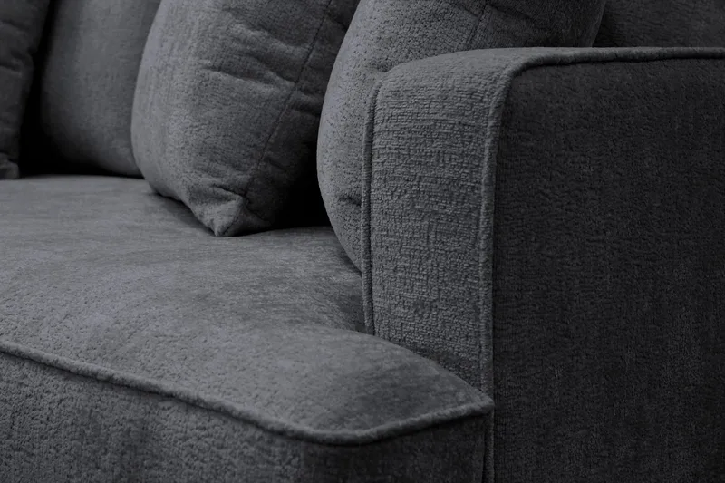 Rossita 4-sits Vänstervänd L-formad Djup Schäslongsoffa i Chenille - Trenza 01, Svart Chenille - Möbler - Vardagsrum - Soffor - Divansoffa & schäslong