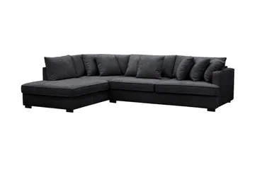 Rossita 4-sits Vänstervänd L-formad Djup Schäslongsoffa i Chenille - Trenza 01, Svart Chenille - Möbler - Vardagsrum - Soffor - Divansoffa & schäslong