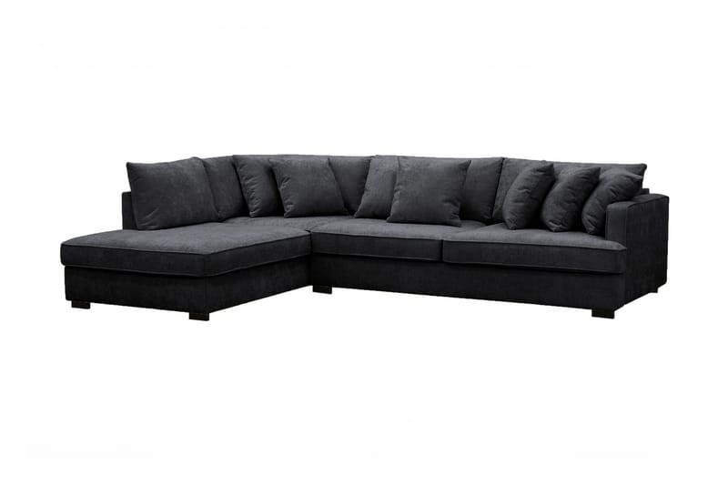 Rossita 4-sits Vänstervänd L-formad Djup Schäslongsoffa i Chenille - Trenza 01, Svart Chenille - Möbler - Vardagsrum - Soffor - Divansoffa & schäslong
