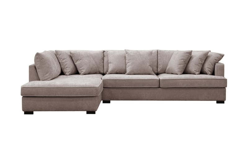 Rossita 4-sits Vänstervänd L-formad Djup Schäslongsoffa i Chenille, Trenza 08, Grå/Brun Chenille