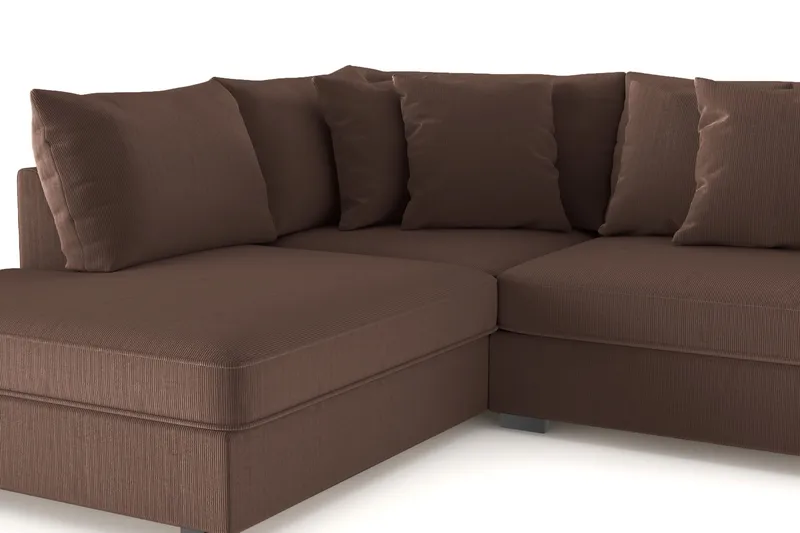 Rossita 4-sits Vänstervänd L-formad Djup Schäslongsoffa i Manchester - Brun - Möbler - Vardagsrum - Soffor - Divansoffa & schäslong