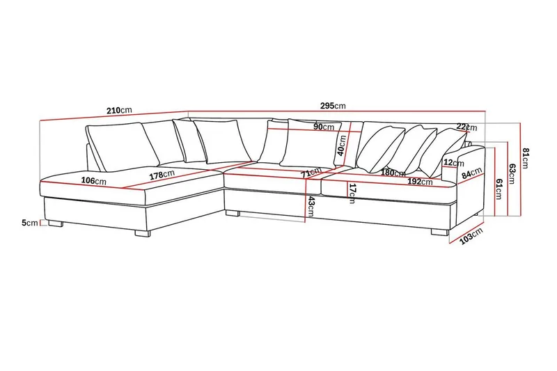 Rossita 4-sits Vänstervänd L-formad Djup Schäslongsoffa i Manchester - Mörkgrön - Möbler - Vardagsrum - Soffor - Divansoffa & schäslong