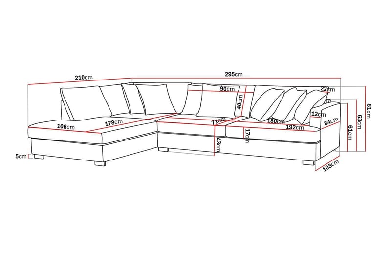Rossita 4-sits Vänstervänd L-formad Djup Schäslongsoffa i Manchester - Offwhite - Möbler - Vardagsrum - Soffor - Sammetssoffor