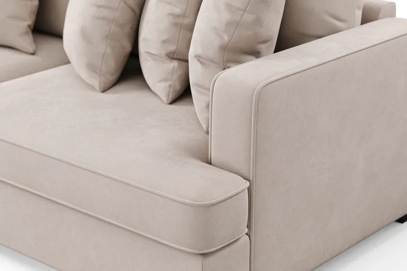 Rossita 4-sits Vänstervänd L-formad Djup Schäslongsoffa i Sammet - Beige - Möbler - Vardagsrum - Soffor - Divansoffa & schäslong